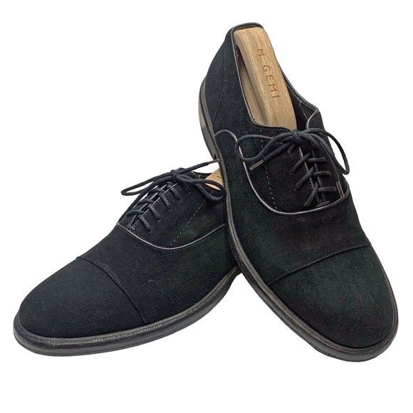 M. Gemi‎ Black Suede Cap Toe Dress Oxfords Shoes main image 4